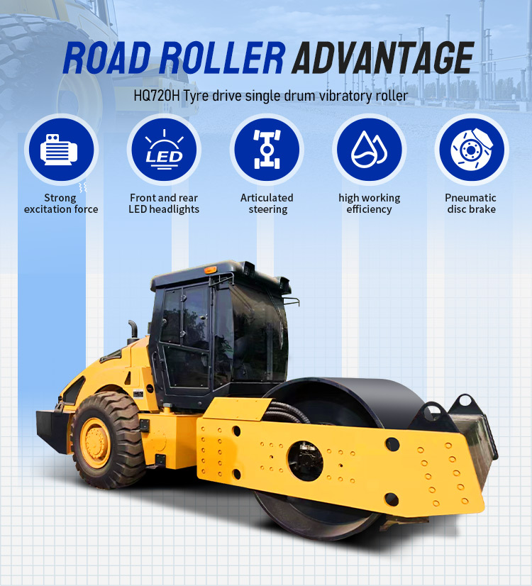 20 Ton Mini Wheel Road Roller With 500N/cm Static Line Load Vibration Frequency 28/35Hz