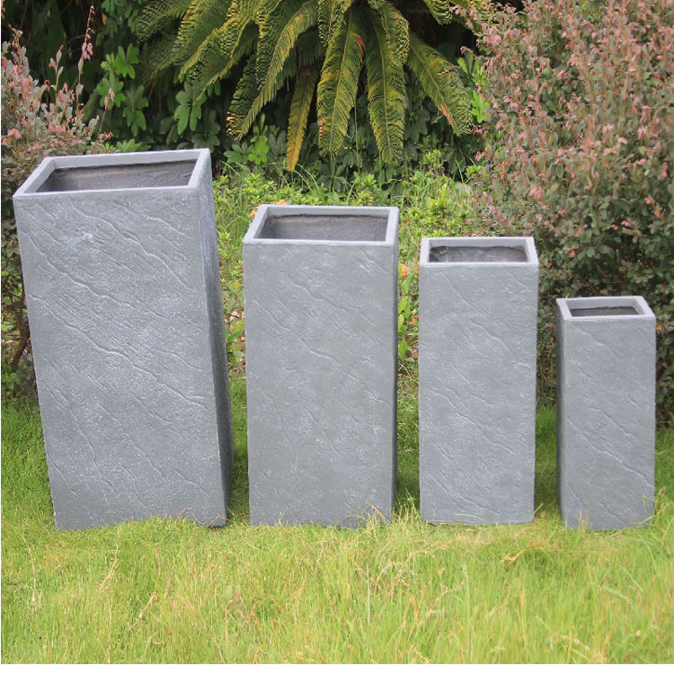 Indoor Outdoor Fiber Clay Flower Pot Light Weight Fibre Clay Plant Box For Garden
