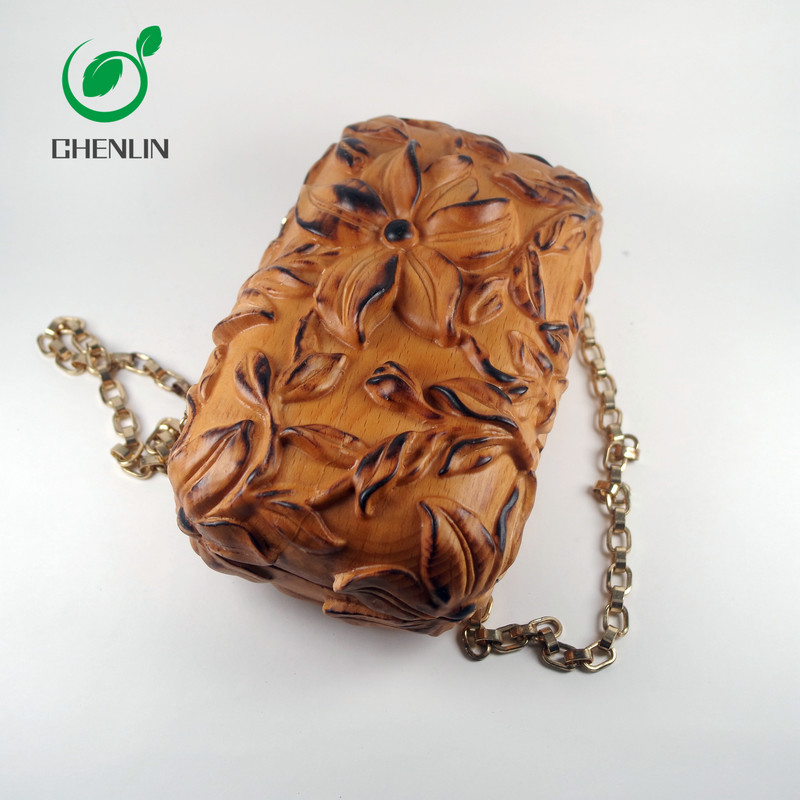 OEM ODM Women Wooden Clutch Bag Multicolor Natural Surface