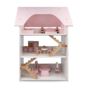Quality Wooden three-story villa girl DIY simulation home large house pink doll house early education educational toys wholesale