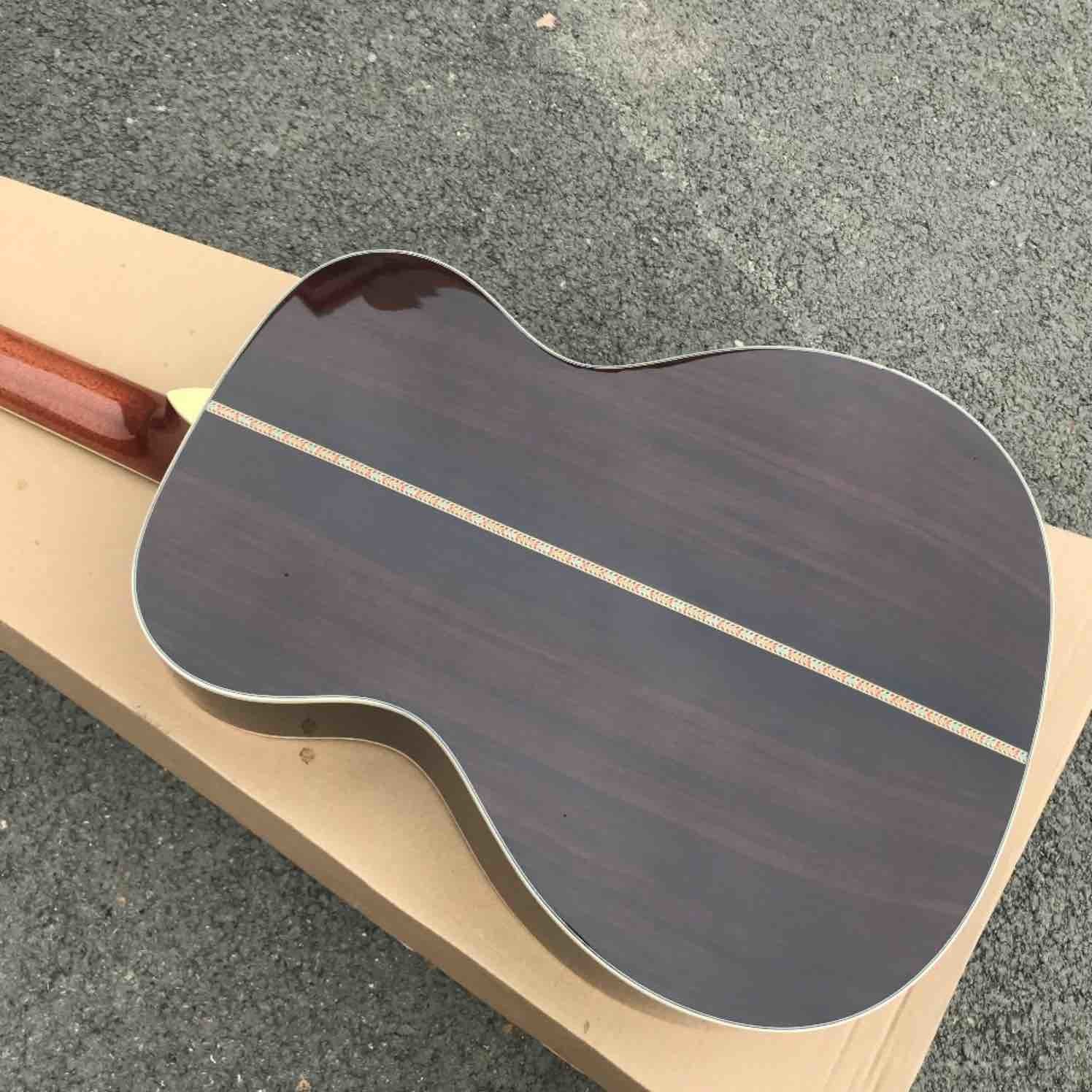 Custom Solid Spruce Top Rosewood Back Side Ebony Fingerboard Real Abalone Binding OM Body 42s Acoustic Guitar
