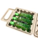 Recycled bagasse natural brown pulp wine bottle packing inner tray dry press