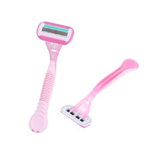 Quality Pink Color Women'S Disposable Razors With Four Stainless Steel Blades wholesale