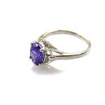 White Gold Plated 925 Silver Ring 7mmx9mm Cubic Zircon Amethyst Ring(R163)