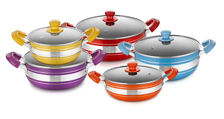 Bakelite Handle Aluminium Stock Pot With Clear Lid 2.0mm Thickness