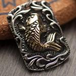 Women and Men Thai Sterling Silver Tag Vintage Style Goldfish Tag Necklace