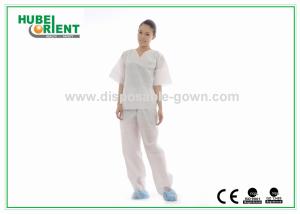 Quality Non Irritating 45gsm SMS Disposable Pajamas Wth Shirt And Trousers For Operation wholesale