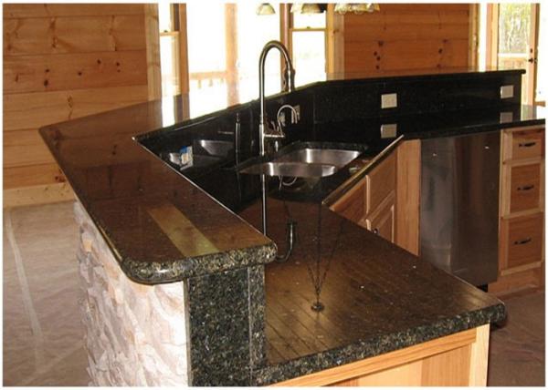 Verde Uba Tuba Granite Countertops , Granite Kitchen Island Countertop Custom