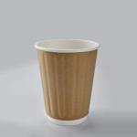 Fashionable Disposable Kraft Paper Double Ripple Wall Coffee Cup