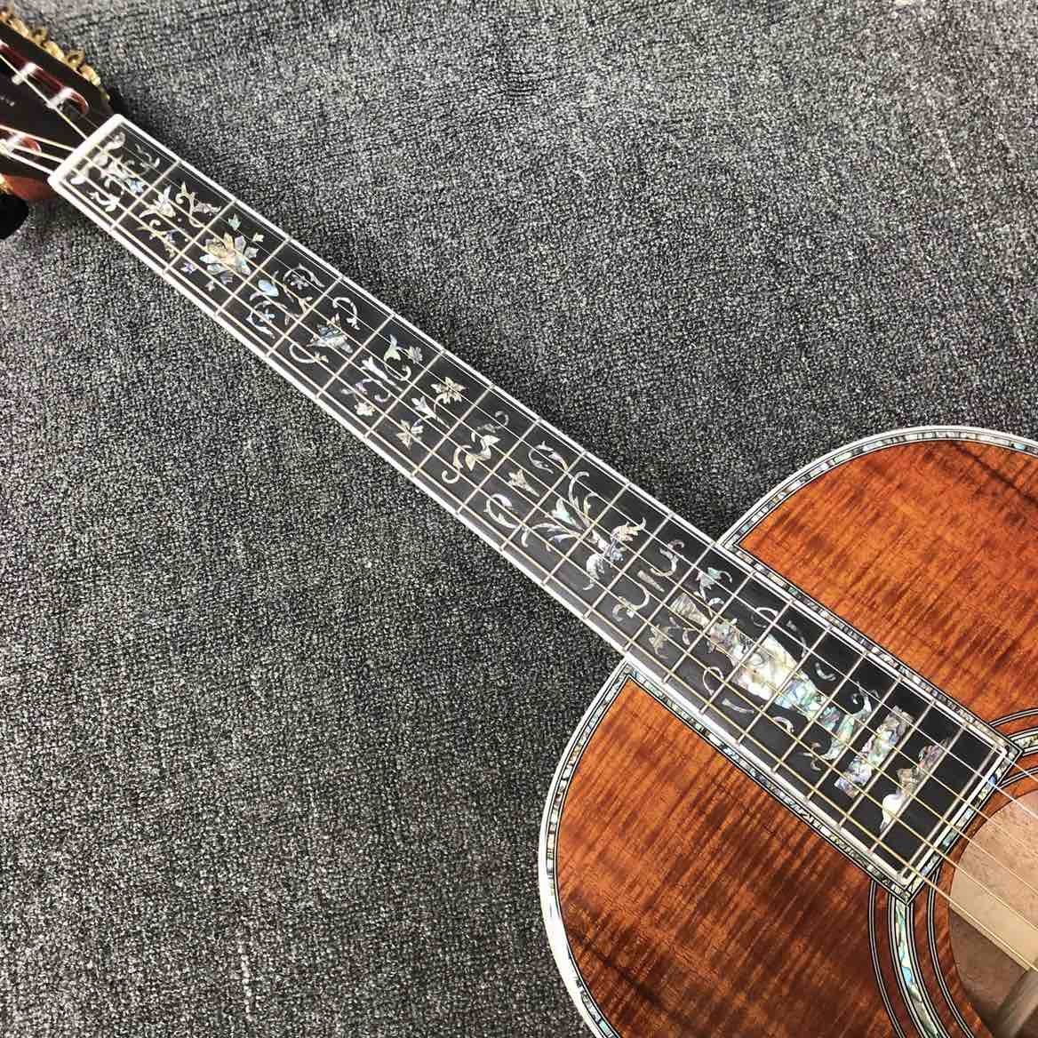 Custom Grand 39" KOA Wood 00045 Parlor Acoustic Guitar 100% All Real Abalone Guitar Accept OOO, OM, D Shape Custom Guita