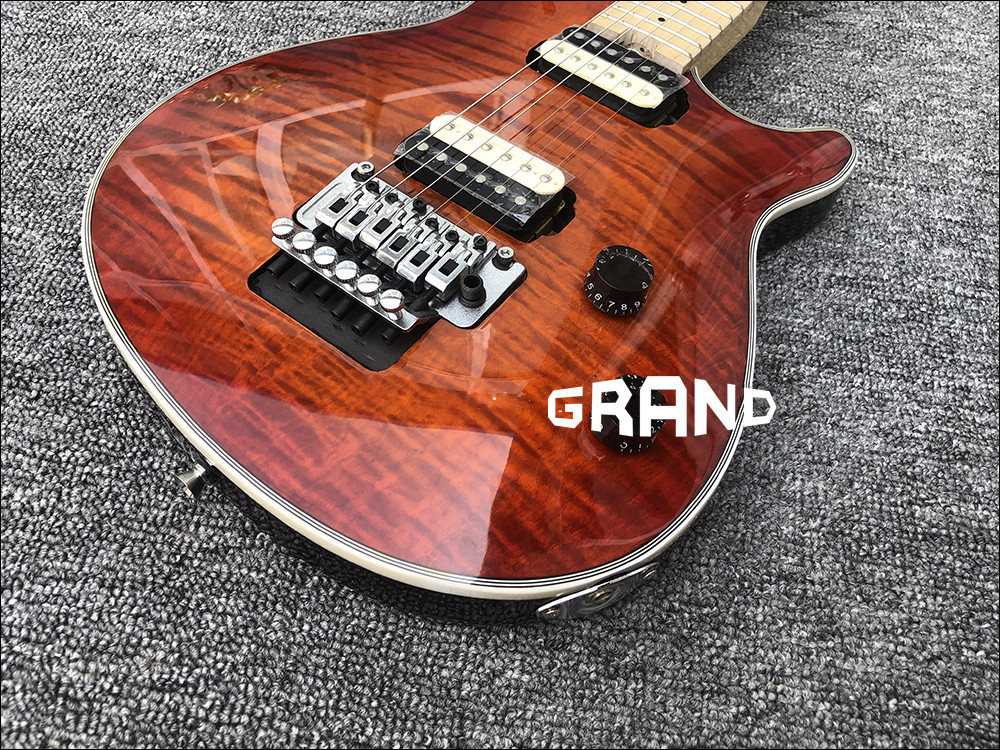 Factory Custom Mahogany Body With Quilted Maple Top Red Paint Floyd Electric Guitar Free shipping