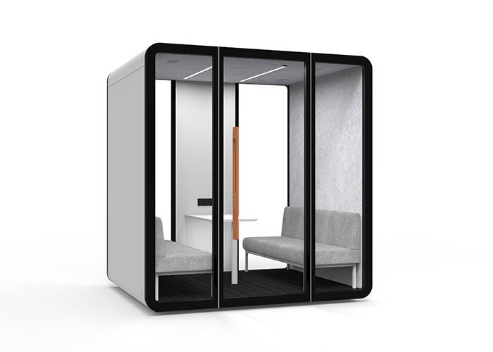 Tempered Glass Private Office Booth Hidden Frame Sound Insulation Booth