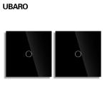 UBARO Dual Switch Wall Mounted Black Glasss Panel 1Gang 2Way 100-240Vac 50-60Hz