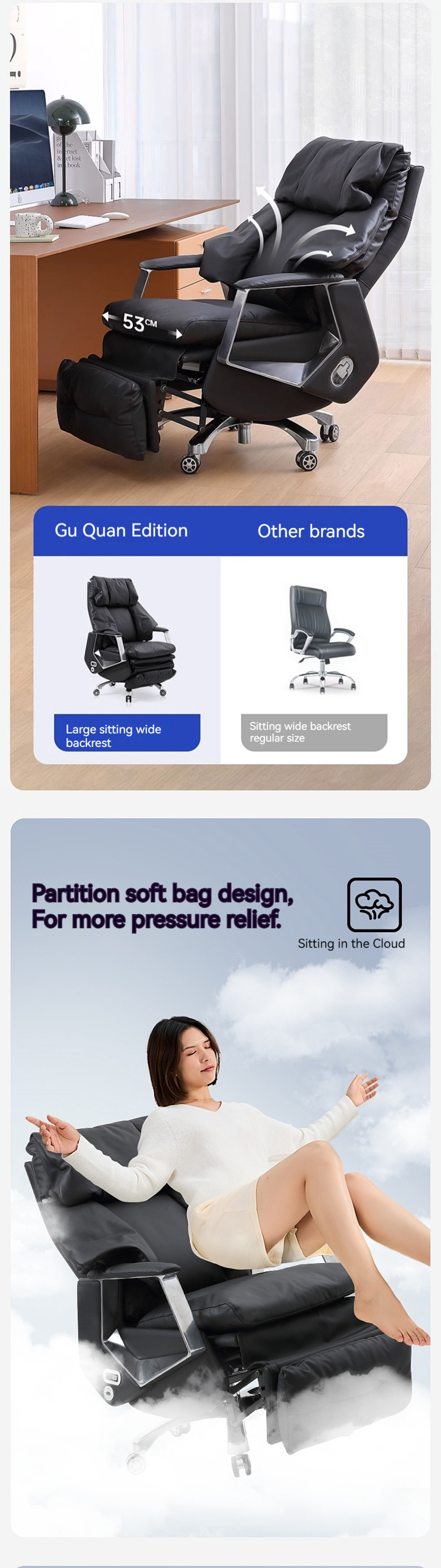 Automatic Home High Back Leather PC Chair with Revolving and Adjustable Lifting Function