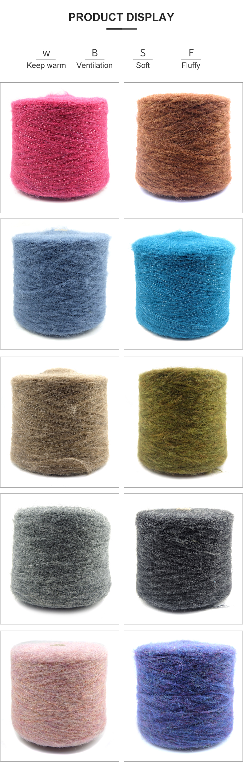 Fluffy Brushed Yarn Lighter Long Fiber Hairy Alpaca Knitting Yarn Custom