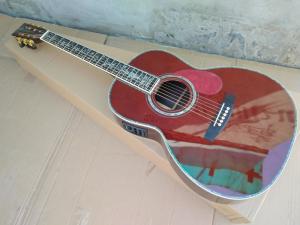 Quality Wine red 39 inch 000 style acoustic guitar,Real Abalone inlays,Ebony fingerboard,Solid spruce top acoustic guitar wholesale