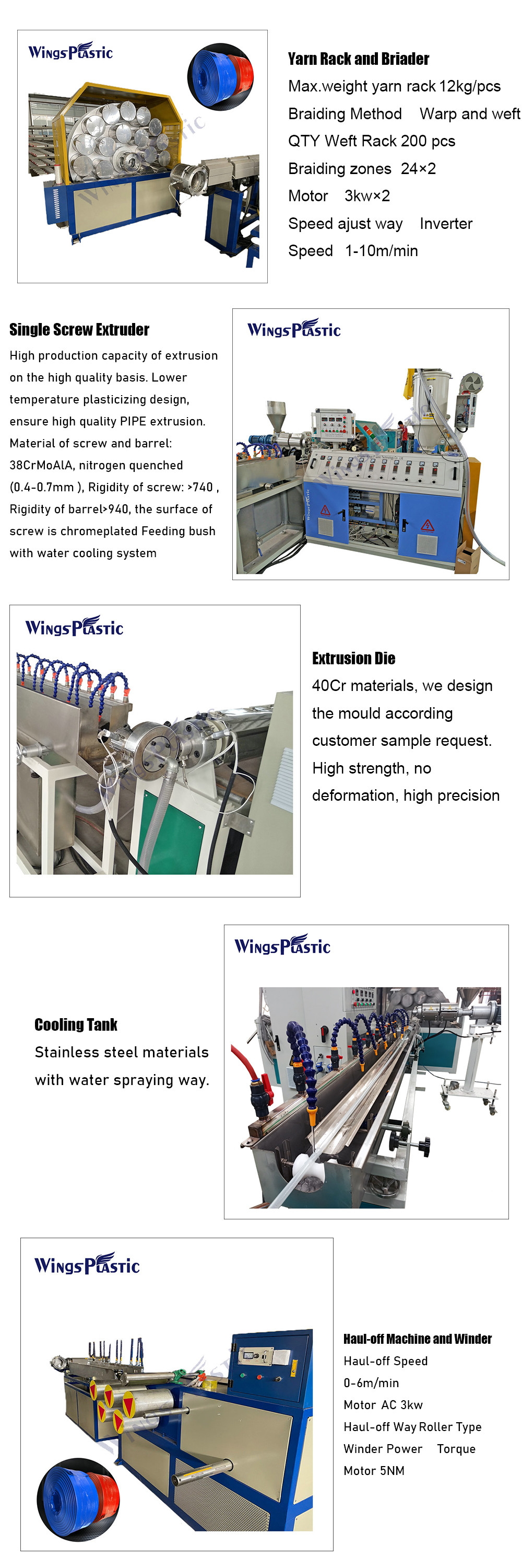 PVC Lay Flat Hose Plastic Irrigation Hose Making Machine Production Line