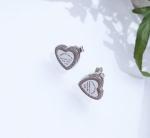 Heart Stud 925 Sterling Silver Hypoallergenic Silver Drop Cubic Zirconia