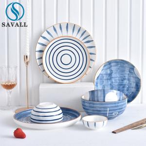 Quality Wide Rim Craftsman White Porcelain Dinnerware Set Stackable For Banquet wholesale