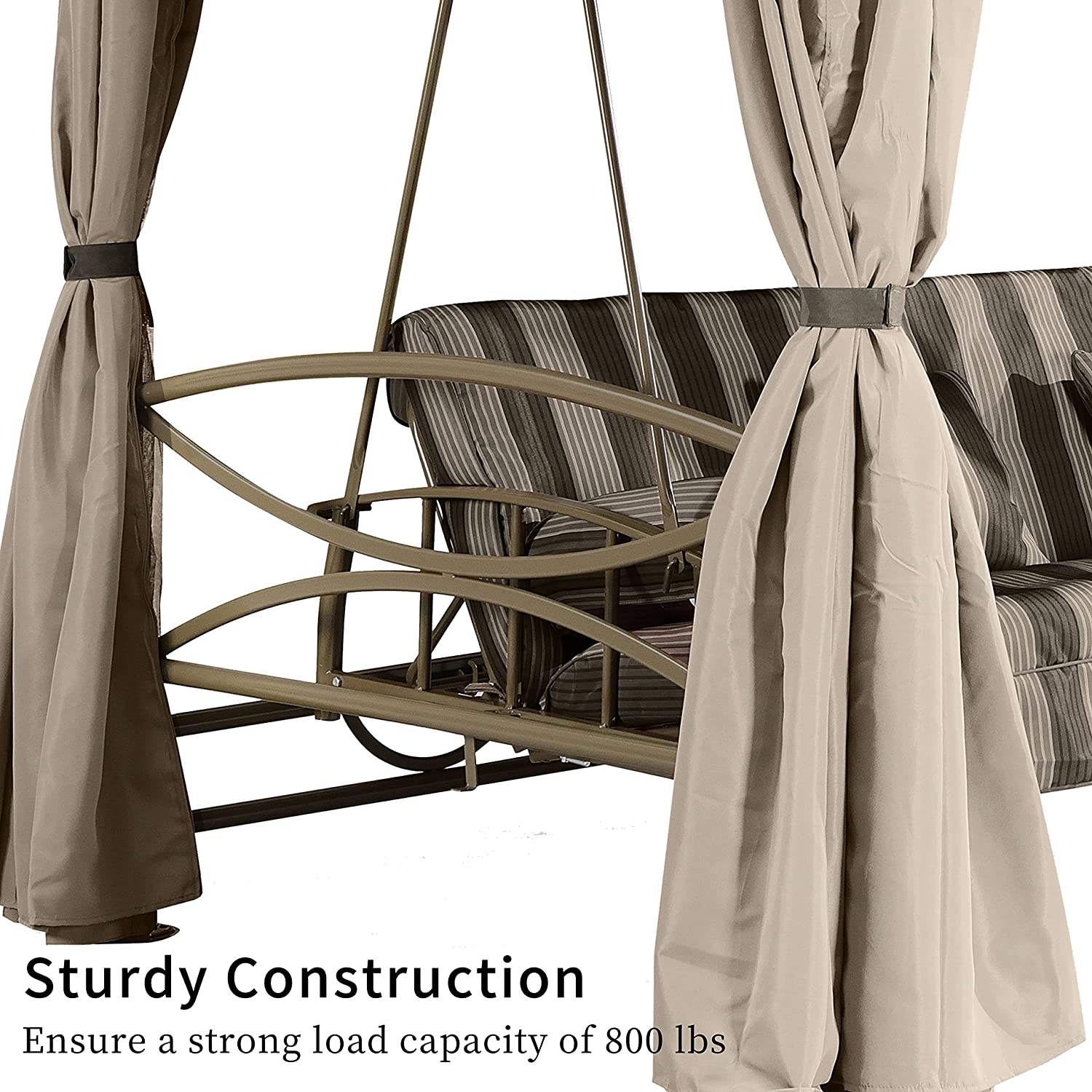 UV Resistant Canopy Swing Bench Anthracite Steel All Weather Garden Swing Seat