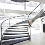 Indoor / Oudoor Building Curved Stairs Frameless Tempered Glass Railing 700