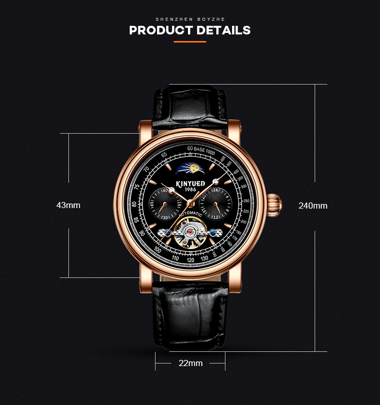 Brand KINYUED Business men watches automatic watch custom logo water resistant watch
