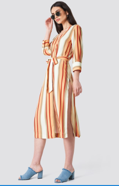 2018 Striped Kimono Multicolor Women Autumn Dress
