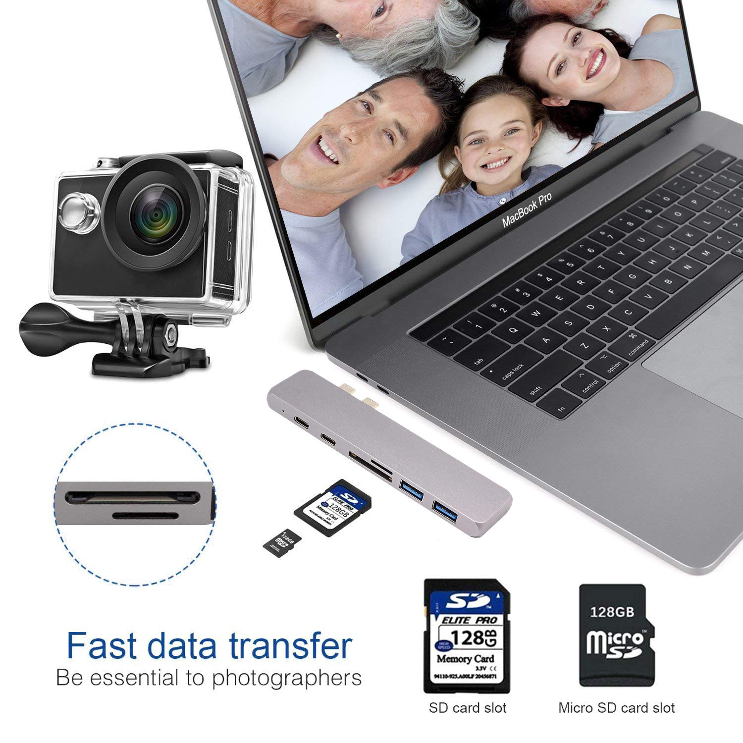 Multifunction Thunderbolt 3 USB-C Hub for MacBook Pro USB-C Adapter with Type C PD Charging Port HD HUB