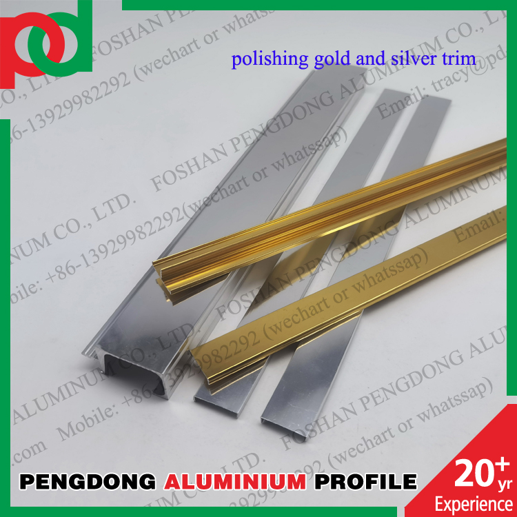 Aluminium Profiles Polishing Decorative Edging Tile Trim Popular Silver And Gold Color