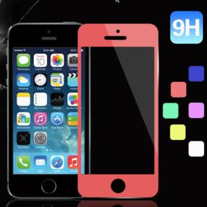 Quality Ultra thin 9H iphone 5 colorful tempered glass screen protector with oleophobic coating wholesale