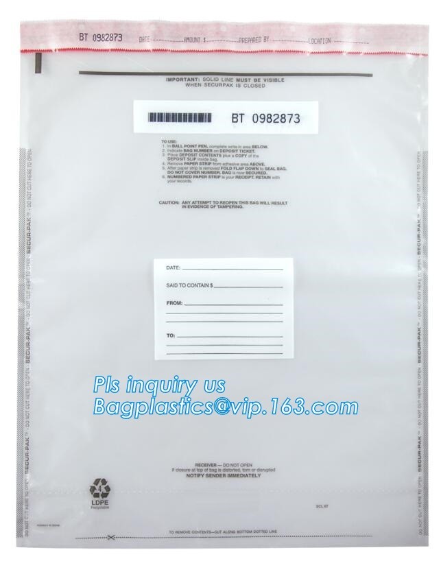 Opaque Tamper Evident Sealing Plastic Bank Money Steb Security Bag / Custom Self Adhesive Plastic Courier Bag, bagease
