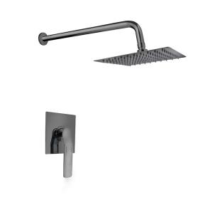 Quality Single lever concealed in-wall bath shower mixer gun metal bathroom brass faucet cold and hot headshower rainshower OEM wholesale