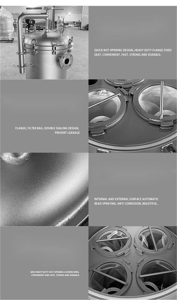 62KG Industrial Pressure Fluid Filter Bag Housing in 304 Stainless Steel for Farms