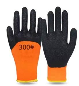 Quality 7 Gauge Black Crinkle Latex Coated Gloves Half Coated wholesale