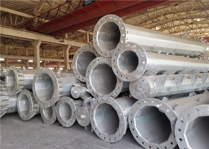 Electrical Transmission Line Steel Tubular Pole With Anchor Bolt Q420