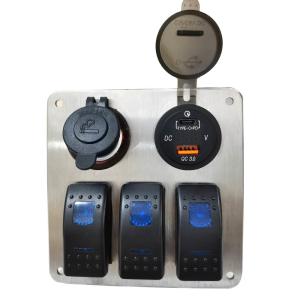 Quality SS 3 Gang 24V 12V Universal Rocker Switch Panel wholesale