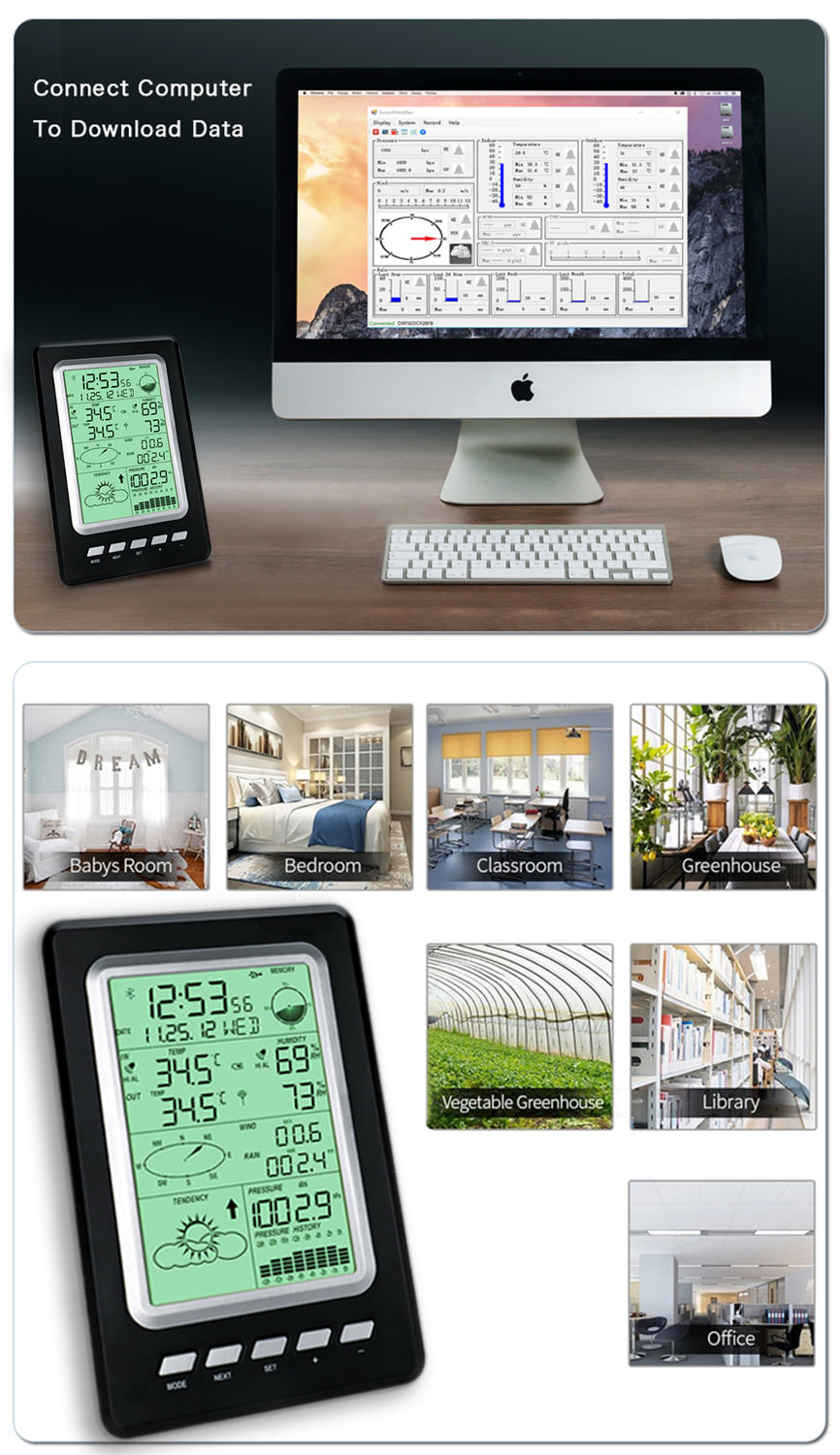 Home Solar Weather Station With Professional Anemometer And WiFi Forecast
