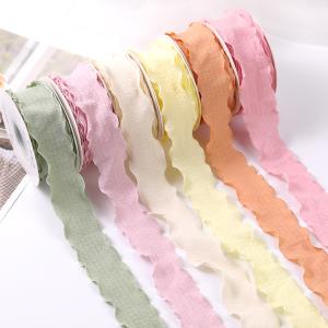 Quality 40mm Valentine'S Colored Jute Ribbon Linen Wrinkle Edge Jute Lattice Ribbon wholesale