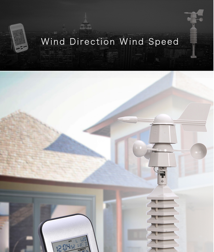 Customized Support Indoor And Outdoor Wireless Small Wind Direction And Wind Speed Weather Station
