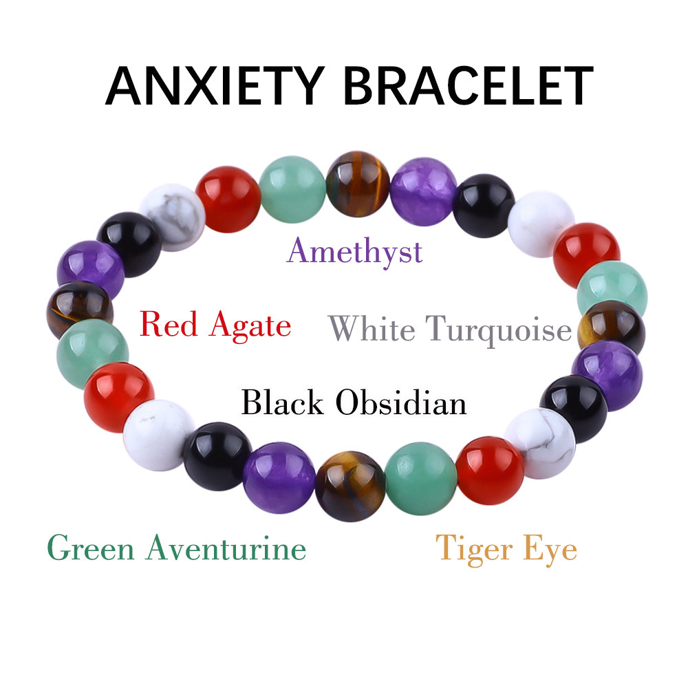Handmade Elastic Crystal Gemstone Bead Anxiety Healing Bracelet