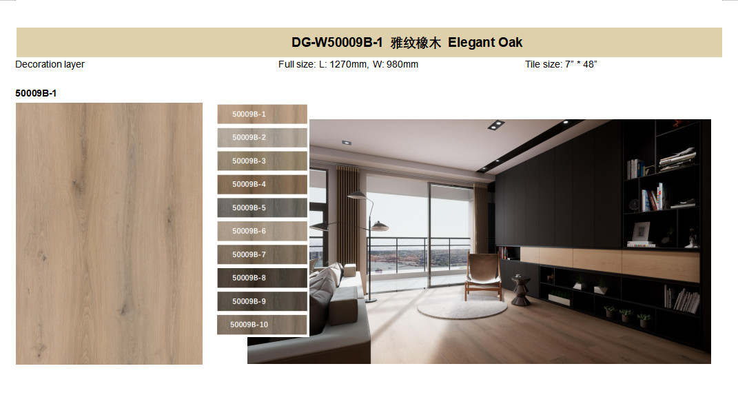 Eco Friendly Wood Grain Rigid Core SPC Fireproof Click Elegant Oak Burlywood