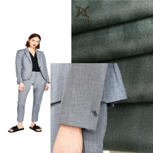 Medium Weight Black Yarn Woven Herringbone Fabric for Formal Causal Blazers 100D