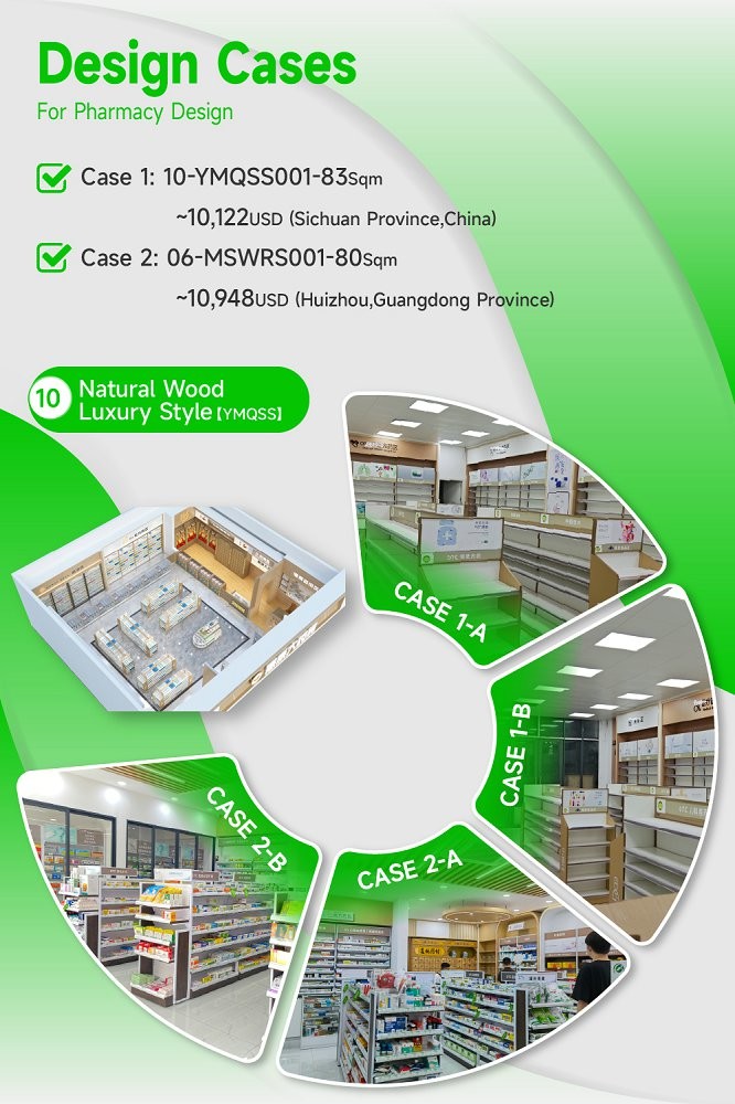 10-YMQSS Pharmacy Model Store With Natural Wood Luxury Style
