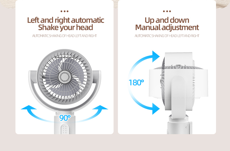 FLOOR Installation 4000mA USB Rechargeable Floor Standing Fan with Adjustable Height
