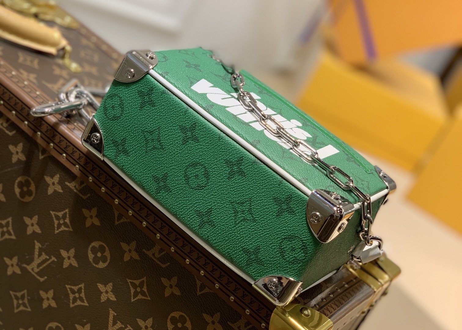 Mini Soft Trunk Chain Bag Monogram Carvas And Leather Luxury Cross-Body Bag Unique Letters Decrocation Box Bag