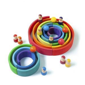Quality Educational 35cm 7cm Wooden Blocks Toys Rainbow Stacking Blocks wholesale