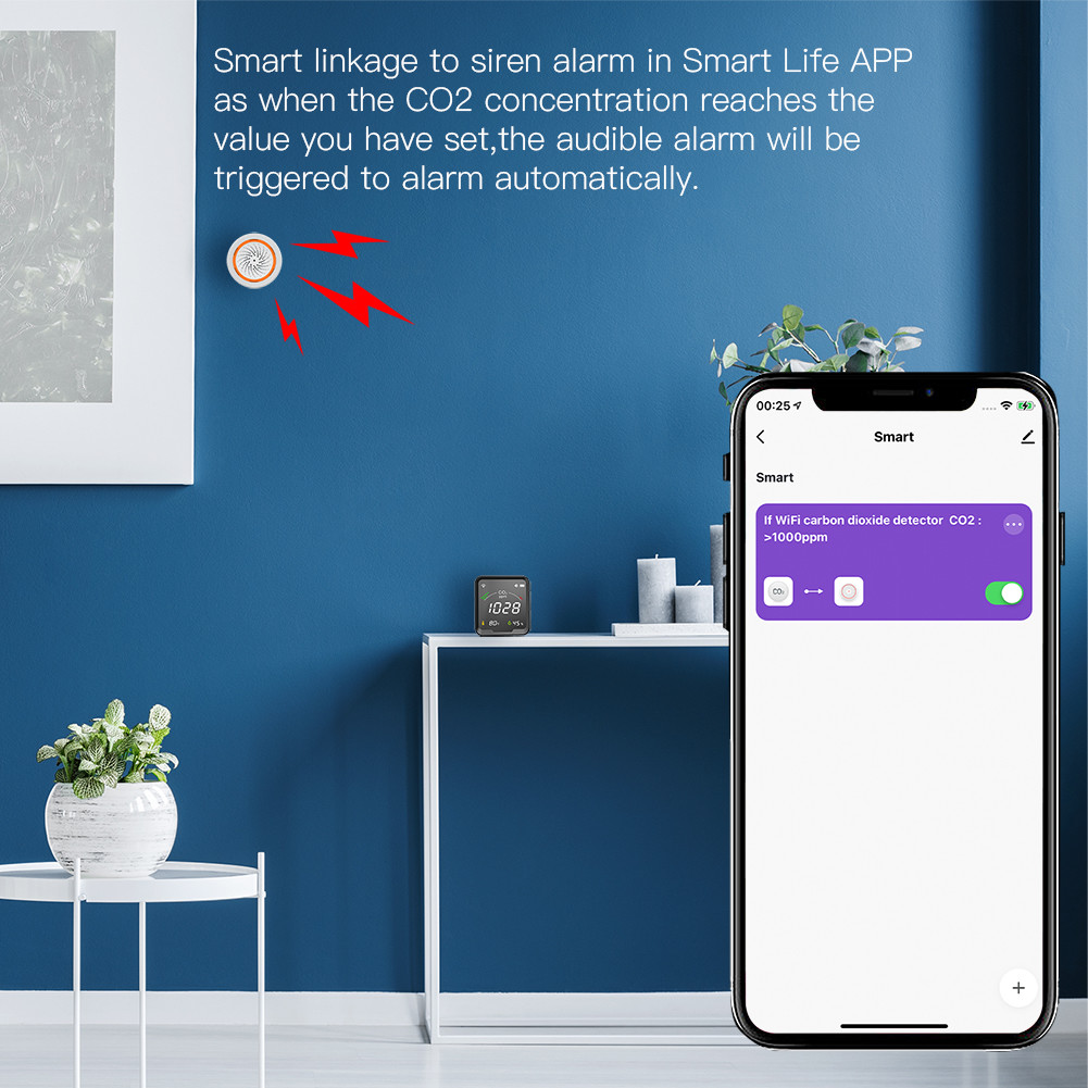 Wifi Smart Co2 Detector 3 In 1 With Oled Display