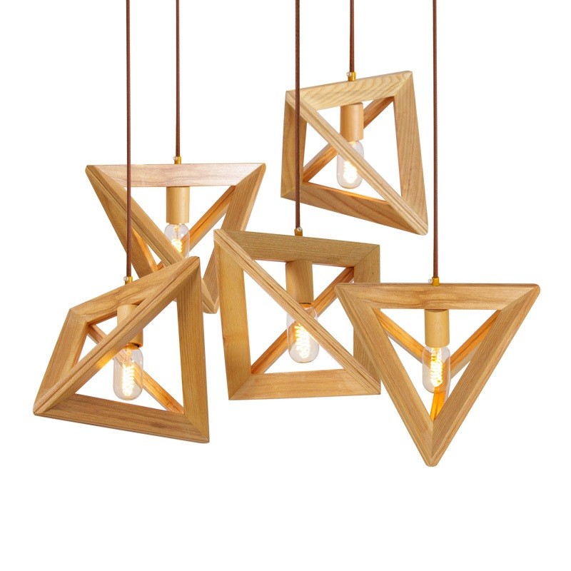 Triangle rectangle wood Pendant Hanging Lights For Indoor Home Kitchen Dining room (WH-WP-14)