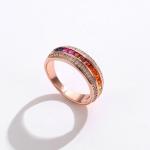 Rose Gold Plated Silver 925 Fashion Luxury Colorful Rainbow Zircon Ring Women