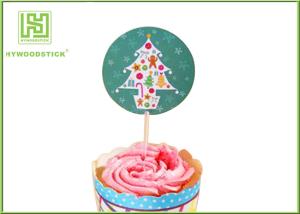 Quality Holiday Chocolate Cake Decoration Toppers Christmas Cupcake Picks CMYK Colors wholesale